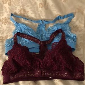 2 Like New - Victoria’s Secret lace bralettes. Both size S.